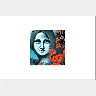 Mona Lisa with flowers Posters and Art